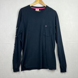 EUC 'Merican Proper Navy Blue Pink Turtle Cotton Long Sleeve Tee Shirt Medium
